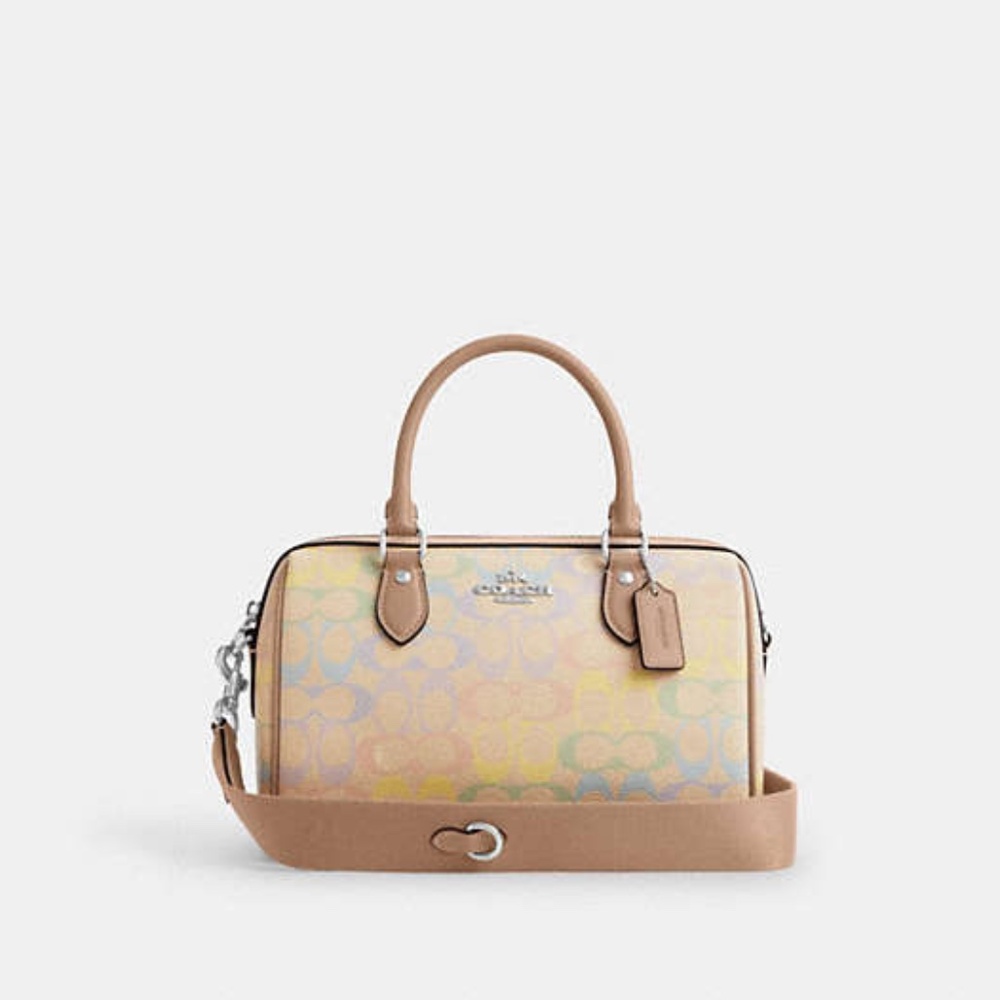 Rowan Satchel Bag In Rainbow Signature Canvas